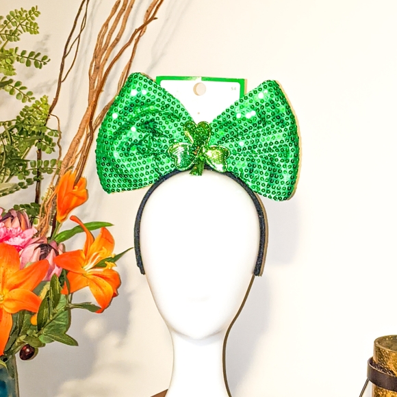 SEQUIN Green Headband & Barrett ☘️ Headband Bow Set! 🍀🍀🍀 - Picture 4 of 7